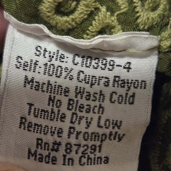 Johnny Was Spear Tank Eyelet Embroidery Boho Top Olive Green Women's Small - Picture 6 of 8